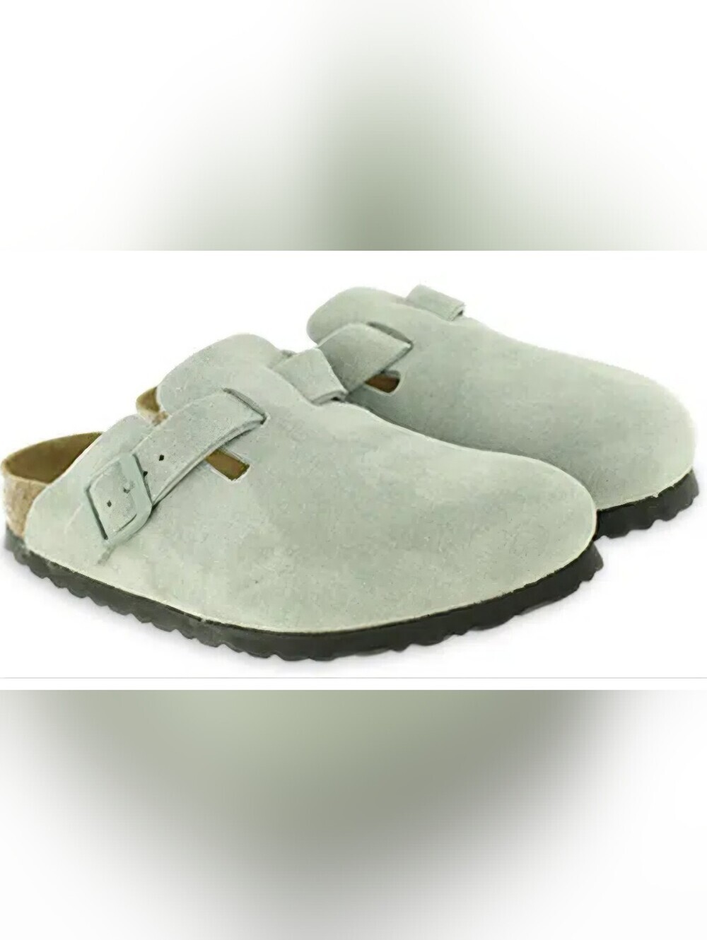 Women’s Birkenstock Boston Soft Footbed Sage Suede Narrow Sandals